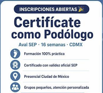 Aviso de inscripciones abiertas: certifícate como podólogo en 16 semanas, formación práctica y grupos pequeños
